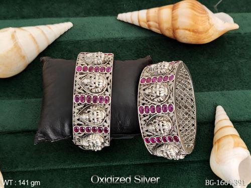 Lakshmi Bangles in Oxidised Finish Set of 2, photo 2 of 2