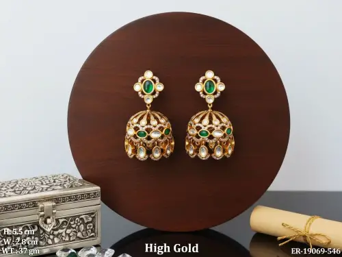 Traditional Stone-Studded Jhumka Earrings