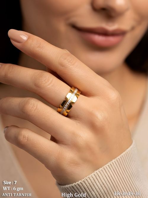 Minimalist High Gold Anti Tarnish Stone Finger Ring