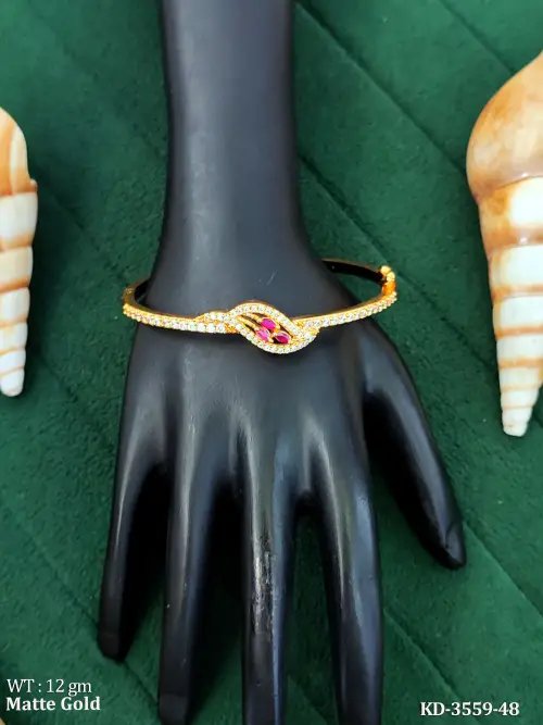 Classic Kemp Stone Matte Gold Kada for Women