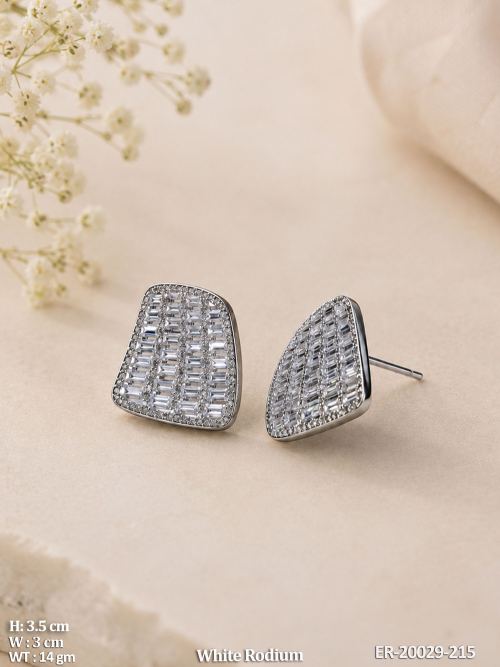 White Earrings with Crystals, photo 2 of 2