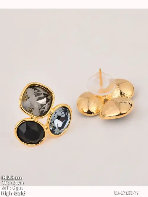 Stone-Studded Stud Earrings, photo 3 of 3