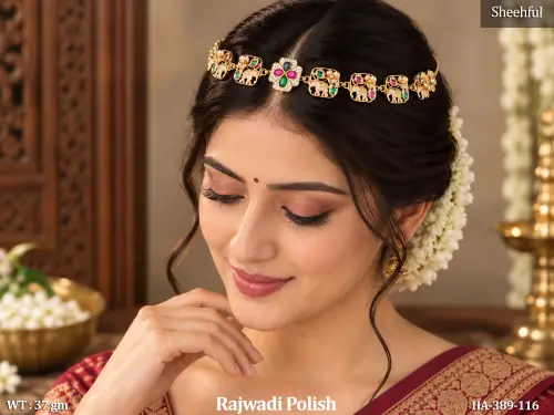Rajwadi Polish Designer Hair Accessory With Elephant Motif