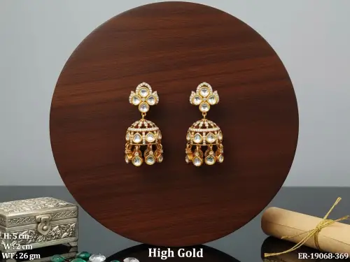 Kundan Stone-Studded Jhumka Earrings