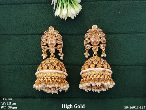 Antique Stone-Studded Jhumka Earrings