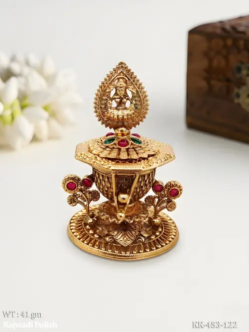 Temple Design Sindoor Box Traditional Pooja Item