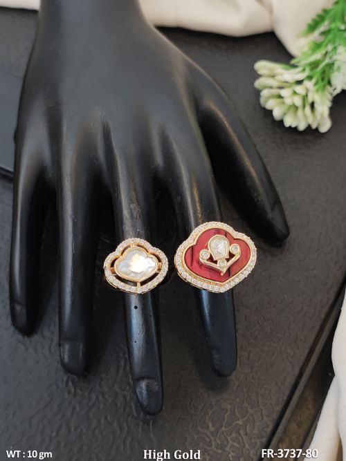 Stone-Studded Heart Finger Ring in Ruby, photo 4 of 6