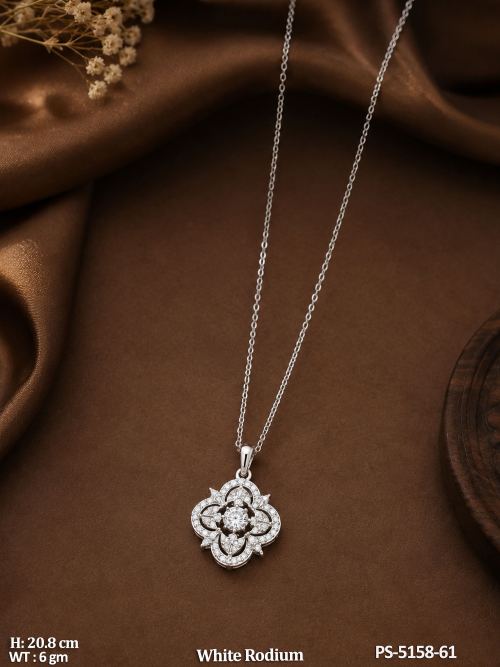 Beautiful Designer Flower Shape AD Gold Pendant Set