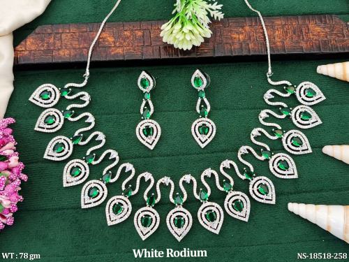 White Finish AD Necklace Set for Women
