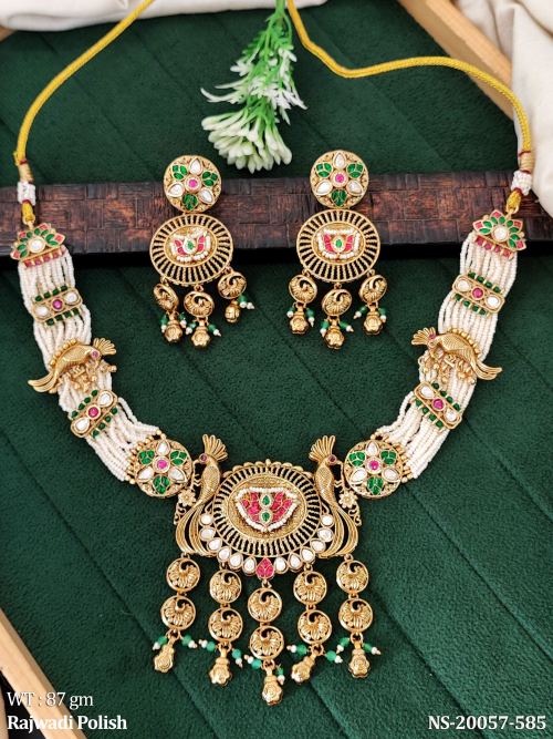 Wedding Wear Heritage Necklace Set in Rajwadi Finish for Women, photo 2 of 2