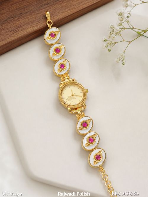 Rajwadi Finish Bracelet Watch with Floral Design, photo 2 of 3