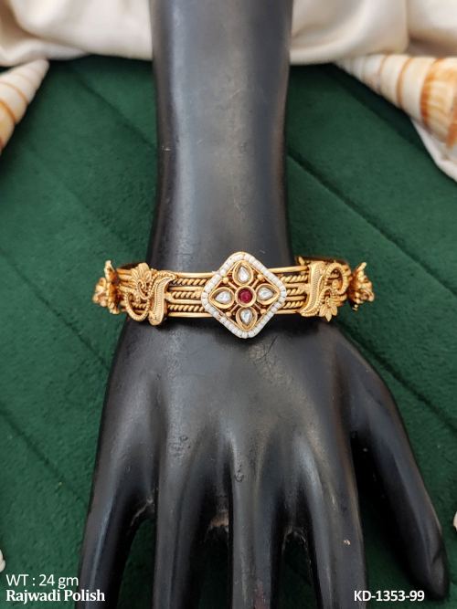 Antique Jewellery Rajwadi Polish  Full Stone Party Wear Kada   