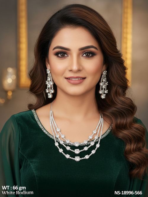 Party Wear White Finish Necklace Set for Women