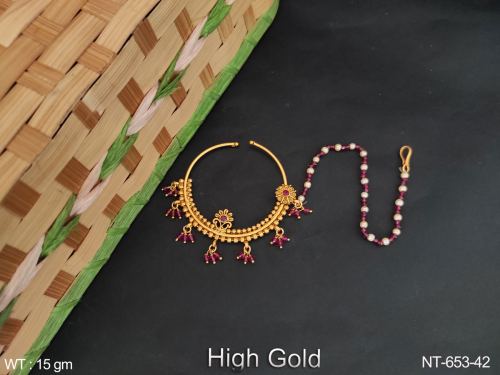 South Indian Nath Nose Ring with Pearls