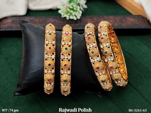 Rajwadi Finish Kundan Bangles for Women Set of 4, photo 2 of 3
