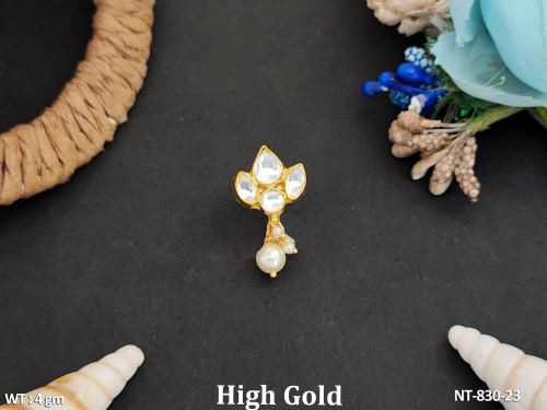 Pretty Design High Gold Polish Jewellery kundan Nath 