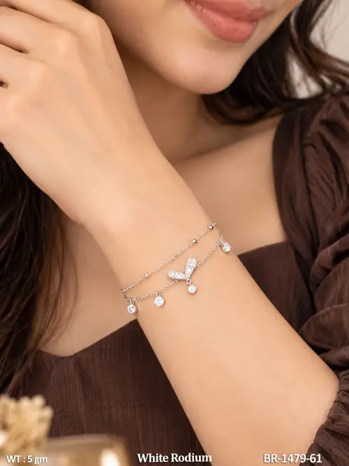 Classic Bracelet with Stone Work in White Finish