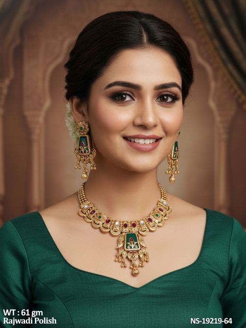 Wedding Wear Ethnic Necklace Set with Stone Work