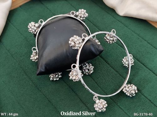 Oxidized Silver Ghungroo Bangle Traditional Ethnic Jewelry For Women