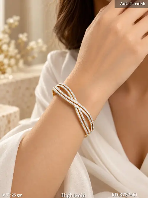Beautiful AD Stone High Gold Polish Kada