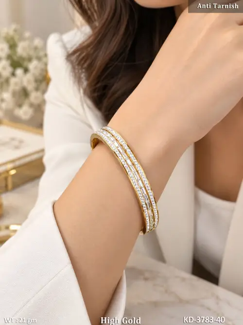 Fancy Designer AD Triple Line Anti Tarnish Kada