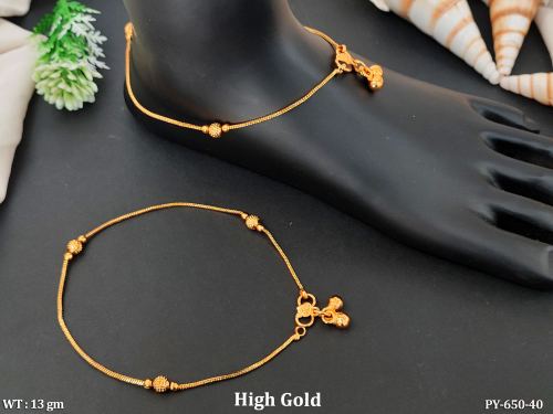 Elegant High Gold Simple Beads Anklet 