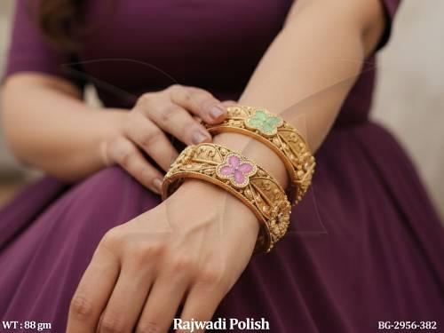 Mint Green Antique Bangles with Stone Work
