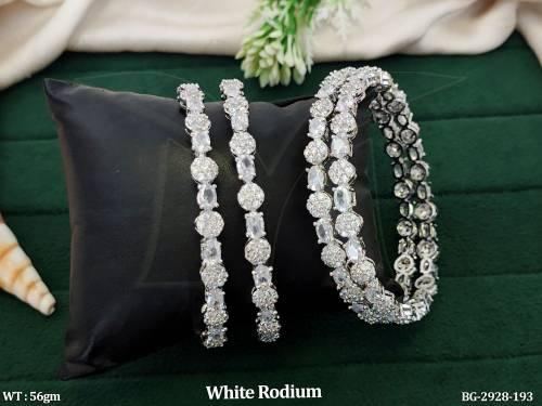 CZ Bangles in White Finish