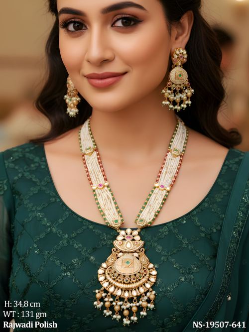 Rajwadi Finish Statement Necklace Set for Women