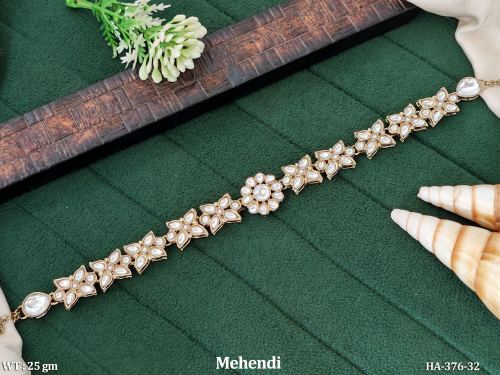 Elegant Mehendi Kundan Hair Accessory Floral Design For Women
