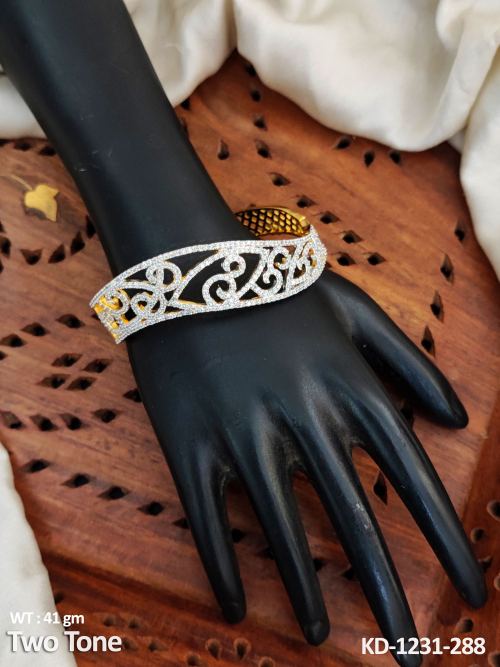 Two-Tone Finish CZ Kada