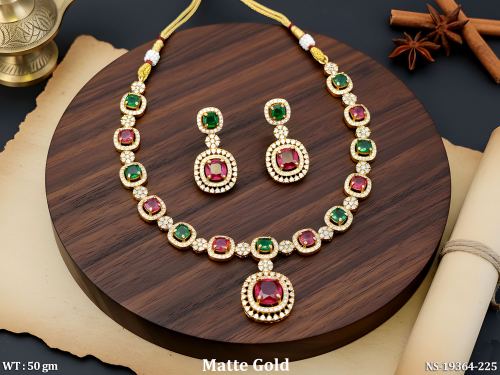 Kemp Stone-Studded Necklace Set in Matte Finish