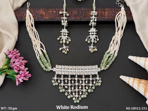 Necklace Set with Pearls in White Finish in Mint Green, photo 5 of 6