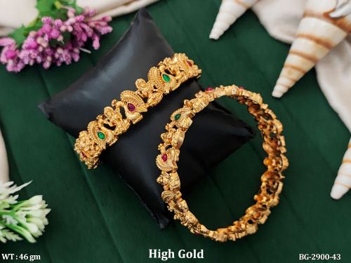 Stone-Studded Temple Bangle Set for Women