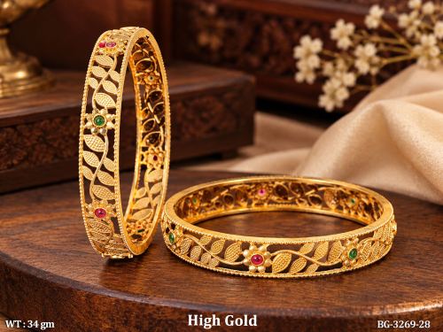 Stone-Studded Floral Bangle Set, photo 2 of 3