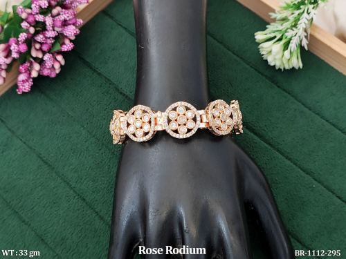 Kundan Bracelet with Stone Work in Rose Finish