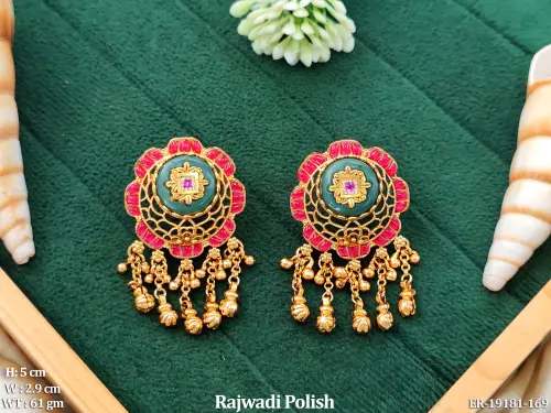 Classic Stone-Studded Earrings in Rajwadi Finish