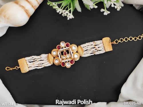Leaf Stone-Studded Bracelet for Women
