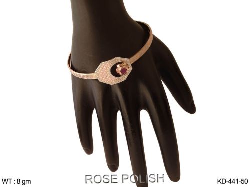 Minimal Kada with Stone Work in Rose Finish, photo 2 of 2