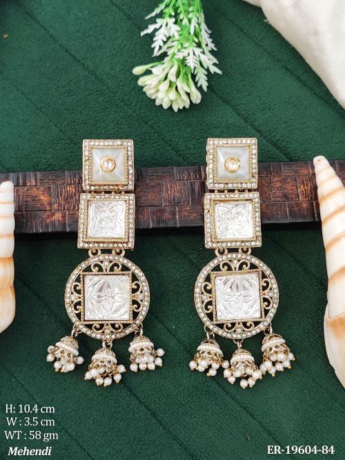 Long Pearl Jhumka Earrings for Women in White, photo 5 of 8