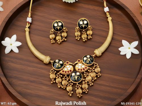 Traditional Stone-Studded Jewellery Set in Rajwadi Finish