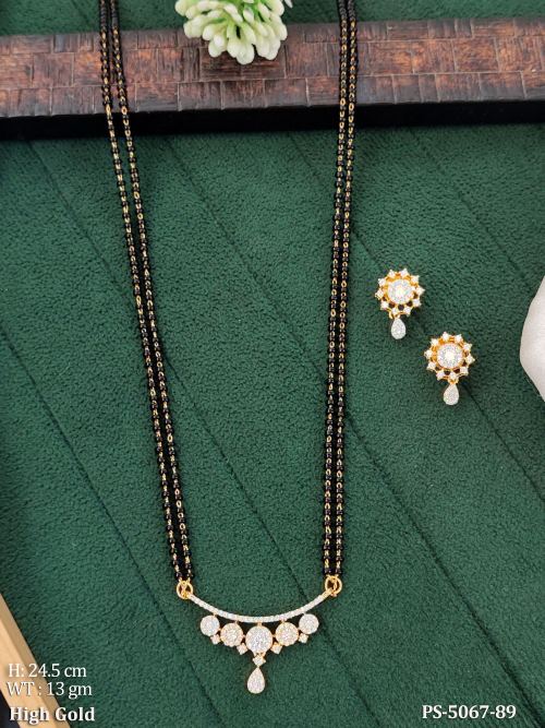 American Diamond Elegant Mangalsutra Set High Gold Daily Wear