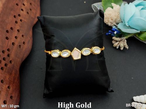 Classic Kundan Bracelet for Women in Peach, photo 6 of 6