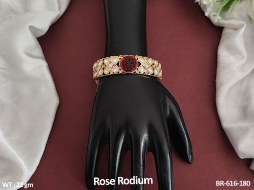 Kundan Stone-Studded Bracelet in Rose Finish