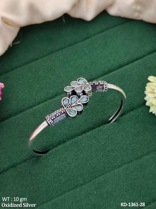 Oxidized Silver Full Stone Designer Party Wear Kada   