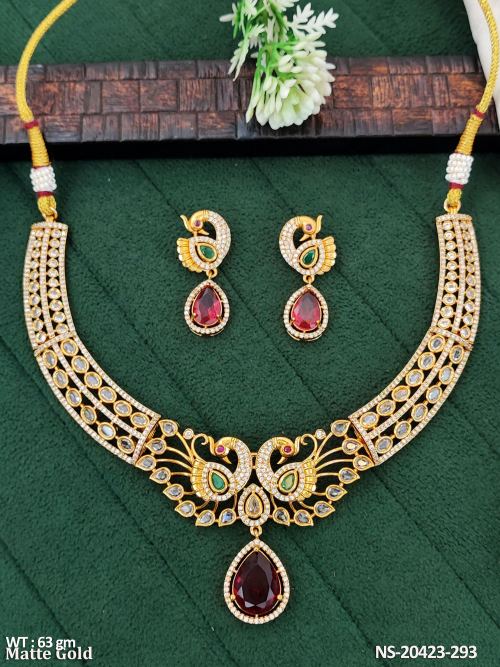 Kemp Peacock Necklace Set with Stone Work, photo 2 of 3
