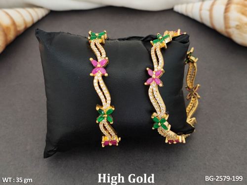 Classic Party Wear Bangles with Stone Work Set of 2