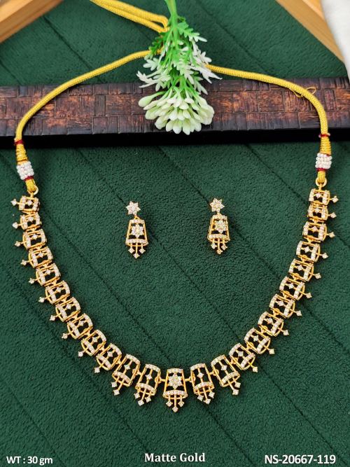 Fancy Kemp Matte Gold Necklace Set For Women