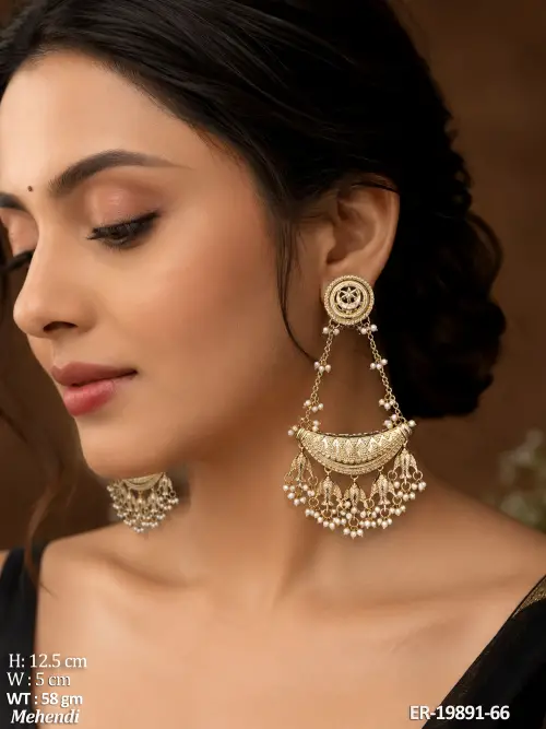 Antique Chandbali Earrings with Pearls