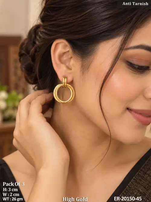 Stylish Anti Tarnish Double Circle Earrings